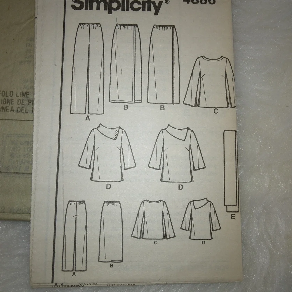 SIMPLICITY 4886 EASY TO SEW woman's tops pants skirt & scarf sz 20W-28W